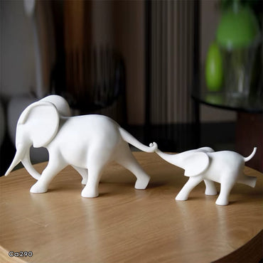 Articulo decorativo familia elefante blanco 25cm* 8cm* 16cm + 18cm* 6cm* 8cm