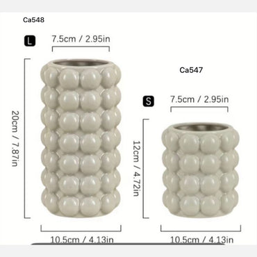 Florero bolas beige pequeño 11cm* 12cm