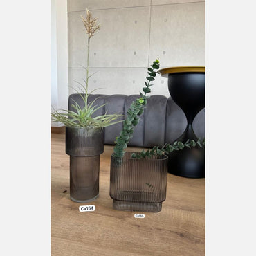 Florero de vidrio textura gris 14cm* 29.5cm