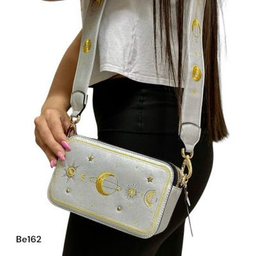 Bolso gris detalles dorados 20cm* 12cm XCFB-BK C-B