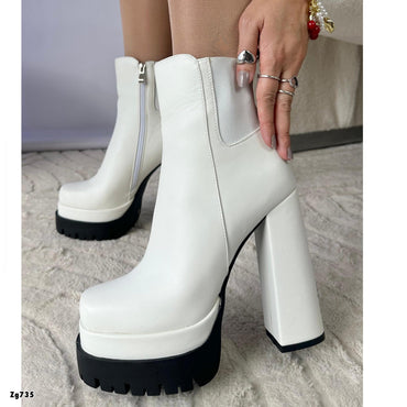 Botin blanco plataforma 5cm tacon 14cm IS14-004