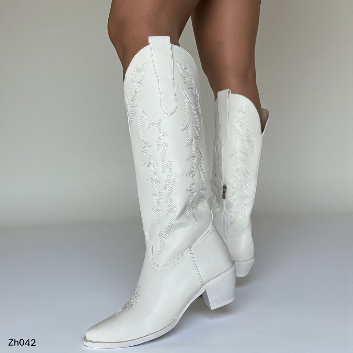 Bota texana blanco tacon 5cm 255-002