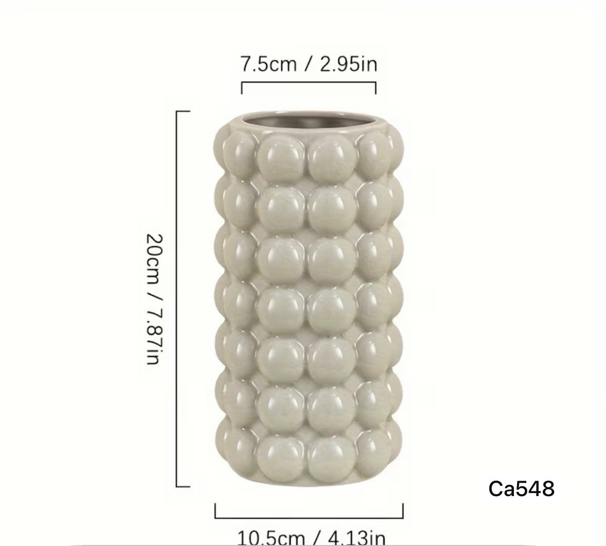 Florero bolas beige mediano 11cm* 20cm