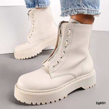 Botin beige cierre frontal suela 4cm RQ-28 C-59