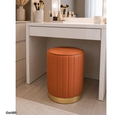 Mesa auxiliar cafe policuero base dorado 33cm* 40cm