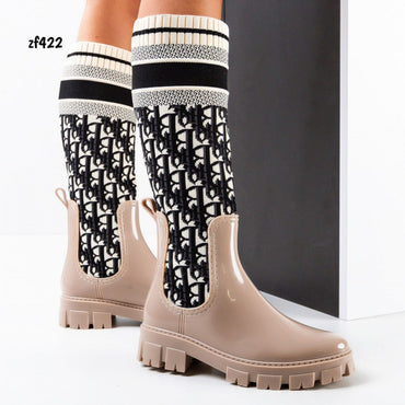 Bota cala alta beige textura suela 4cm HY-07 C14