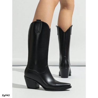 Bote texana de lluvia negro tacon 7cm 063-301