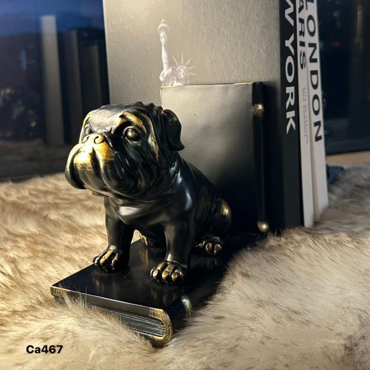 Set dos cuña libros perros bull dog negro 14cm* 11cm* 25cm