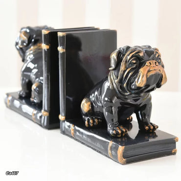 Set dos cuña libros perros bull dog negro 14cm* 11cm* 25cm