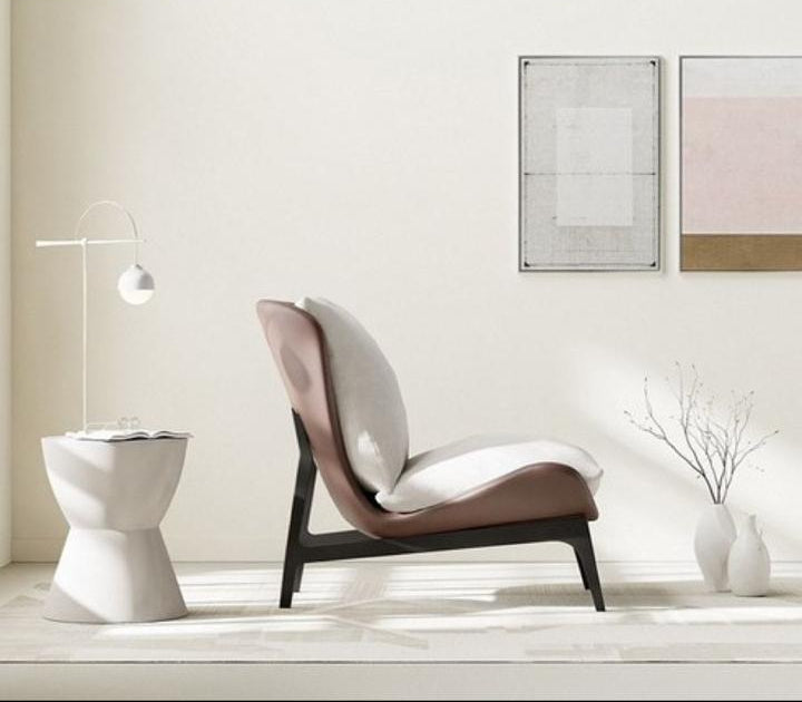 Silla poltrona policuero beige-café 67cm* 78cm* 75cm