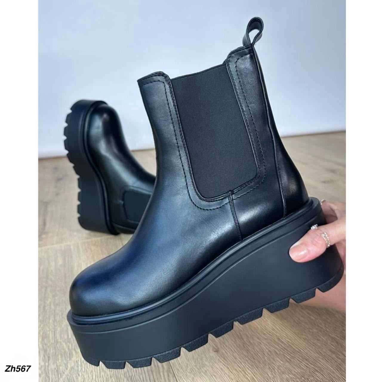 Botin negro resorte plataforma 7cm HX3288-C1779