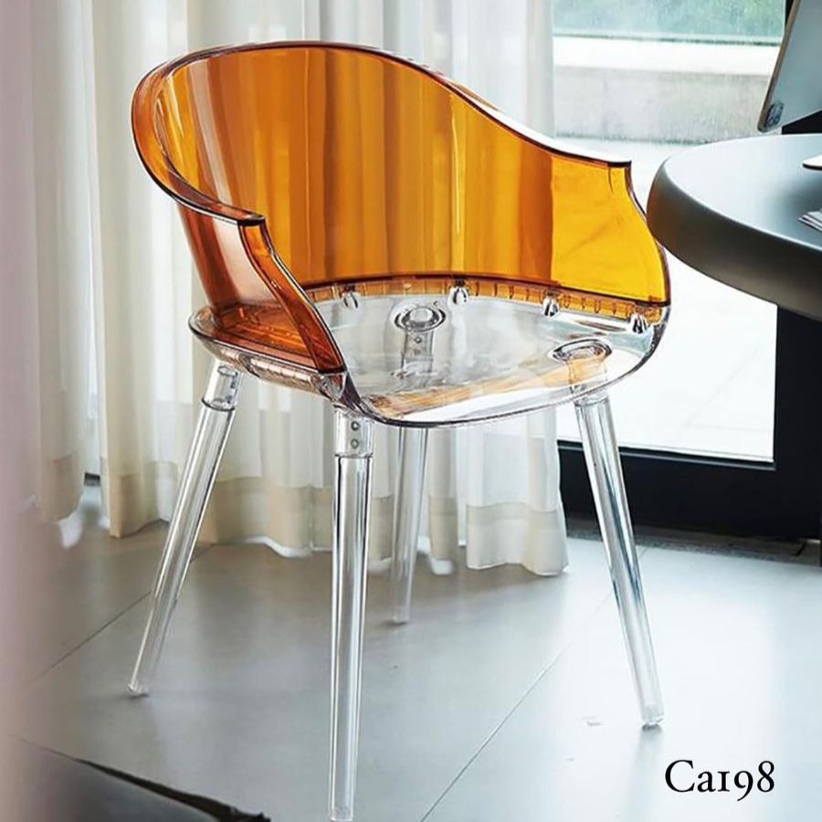Silla naranja transparente en Plástico policarbonado 36cm* 32cm* 44cm