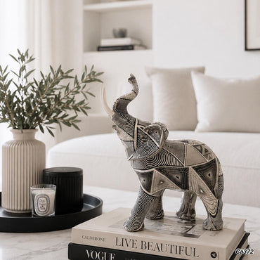 Articulo decorativo elefante estampado negro-blanco 20cm* 9,5cm* 25,5cm