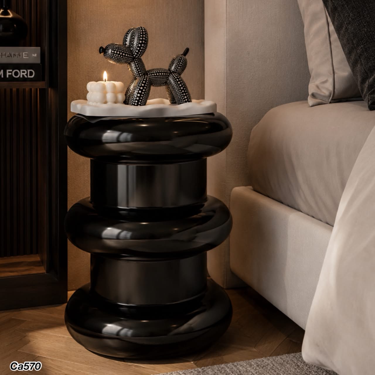Mesa auxiliar negro tubular 35cm* 35cm* 47cm