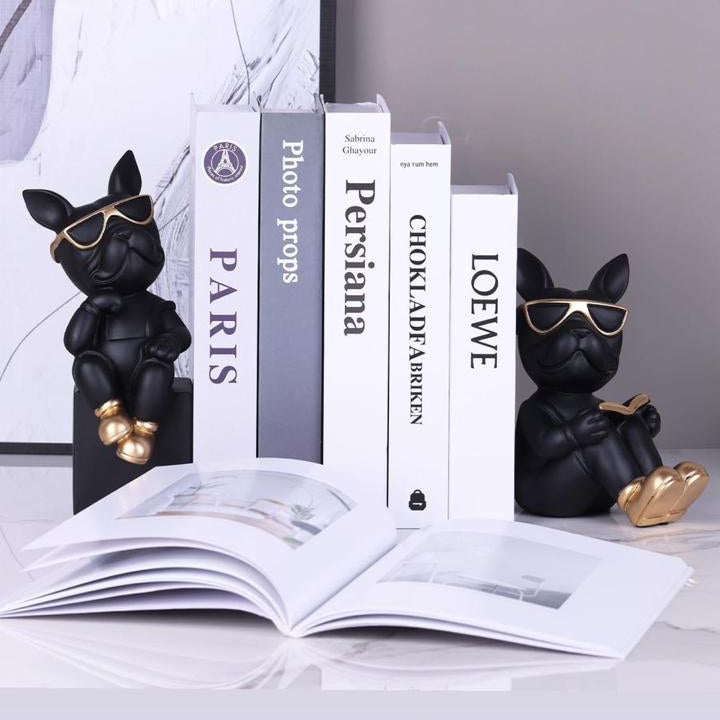 Set dos apoya libros perros negro detalle dorado 11,5cm* 12cm* 24cm - 9,5cm* 15cm* 17,8cm