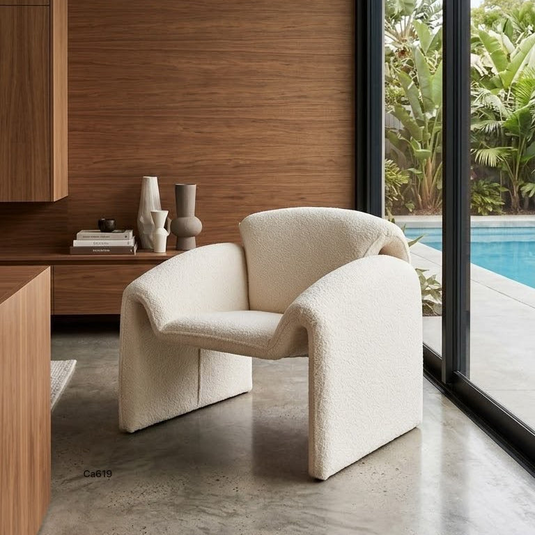 Silla moderna blanco tela boucle 98cm* 78cm* 63cm