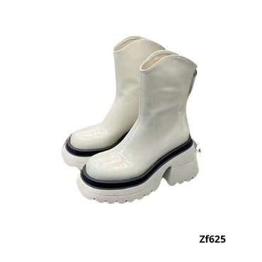 Botin blanco borde negro tacon 6cm BOTA04 C-1