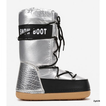 Bota plateado tipo nieve detalles negro NB620 C-77