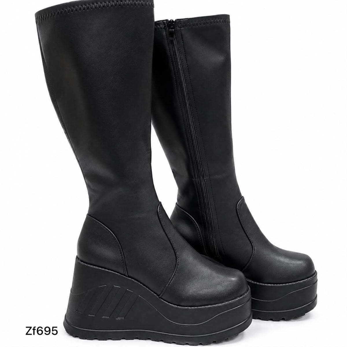 Bota caña alta negra plataforma 10cm BT11 C-1
