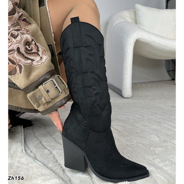 Bota texana negro tacon 8cm J28 C- 65