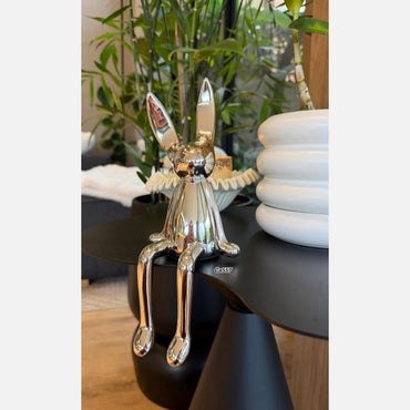 Articulo decorativo conejo plateado mediano 10cm* 10cm* 28cm