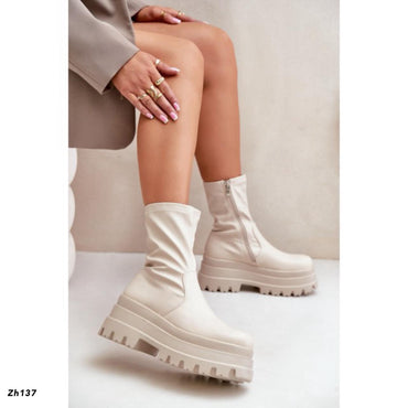 Botin beige resorte plataforma 7cm 52062 C-64