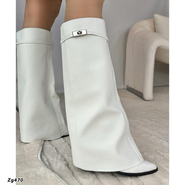 Bota texana textura blanco tacon 6cm BT06# C-1