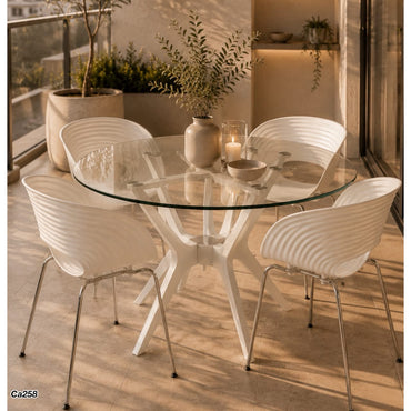 Mesa de vidrio base metalica blanca 80cm* 75cm