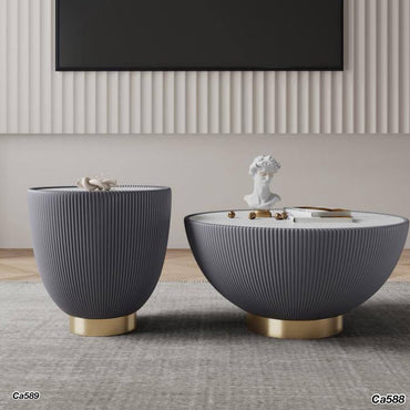 Mesa de policuero grande gris piedra blanco 70cm* 36cm