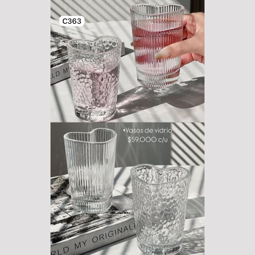 Vaso cristal corazon textura 200ml