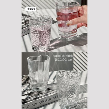 Vaso cristal corazon textura 200ml