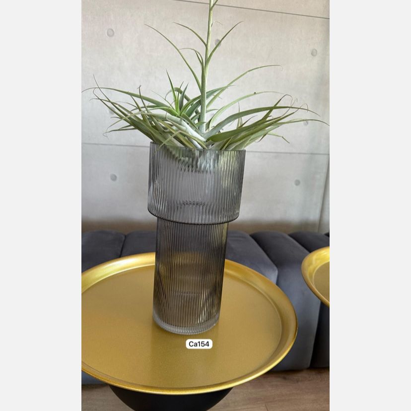 Florero de vidrio textura gris 14cm* 29.5cm