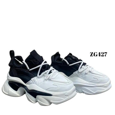 Tenis blanco/negro suela 6cm 9268 C-2