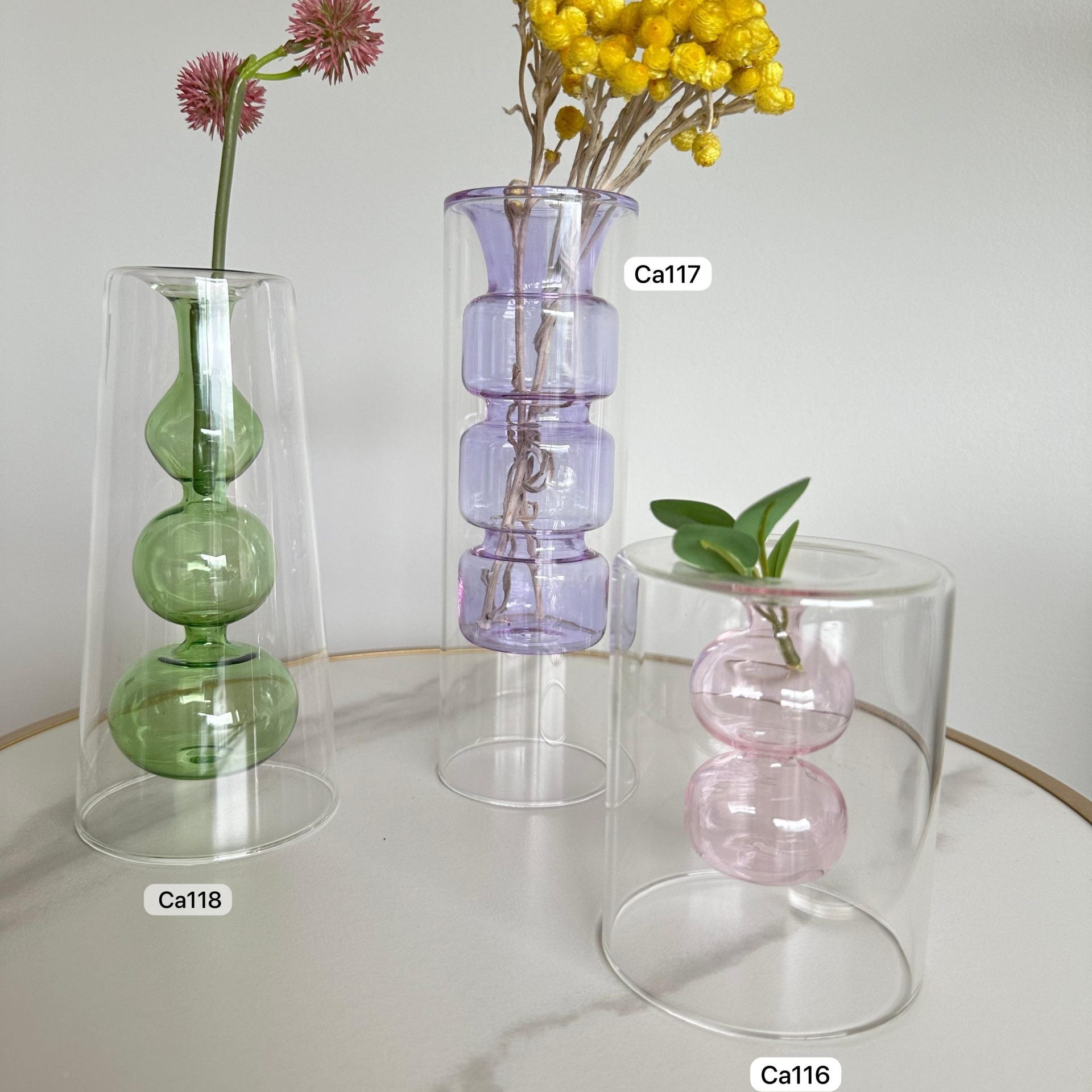 Florero de cristal detalles rosa 8cm* 10cm