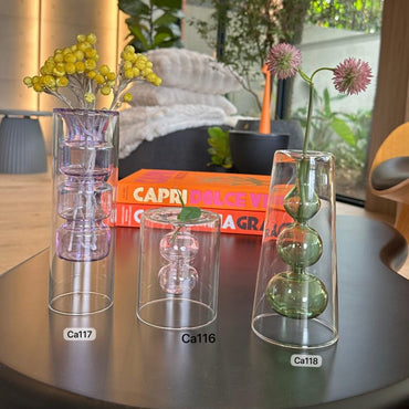 Florero de cristal detalles morado 6.5cm* 20cm