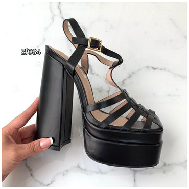 Sandalia negra tacon 15cm 8388 C32