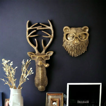 Articulo decorativo oso dorado de pared 16.5cm* 14cm* 7cm