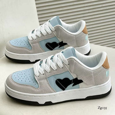 Tenis gris detalles azul suela 3cm 1107 C-1