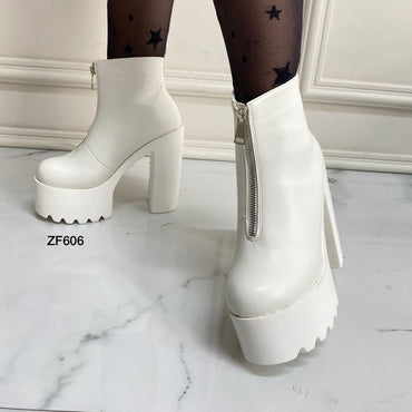Botin blanco cierre frontal tacon 14cm 659-12 C-2