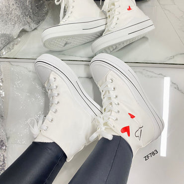 Tenis blanco detalles corazon suela 3cm PC179 C-69
