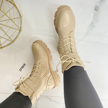 Botin beige apliques suela 3cm U8AX09037-1 C-20