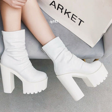 Botin blanco plataforma 5cm tacon 14cm 831-10 C-3