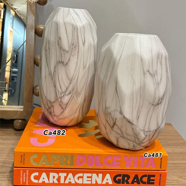 Jarron mediano alargado textura marmol 18cm* 27cm