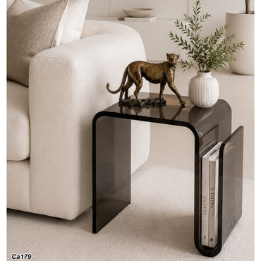 Mesa auxiliar curvas acrilico negro 45cm* 30cm* 45cm