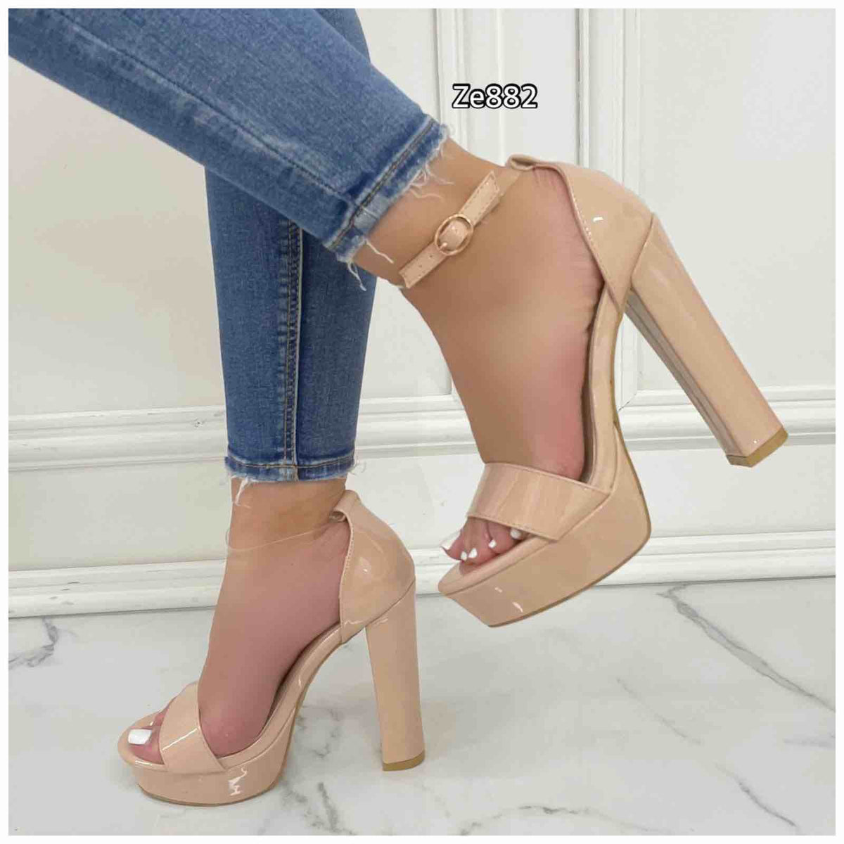 Sandalia nude tacon 14cm BL717-PM C11
