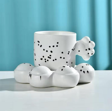 Taza plato huella blanco betas negro ceramica 320ml