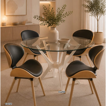Mesa de vidrio base metalica blanca 80cm* 75cm