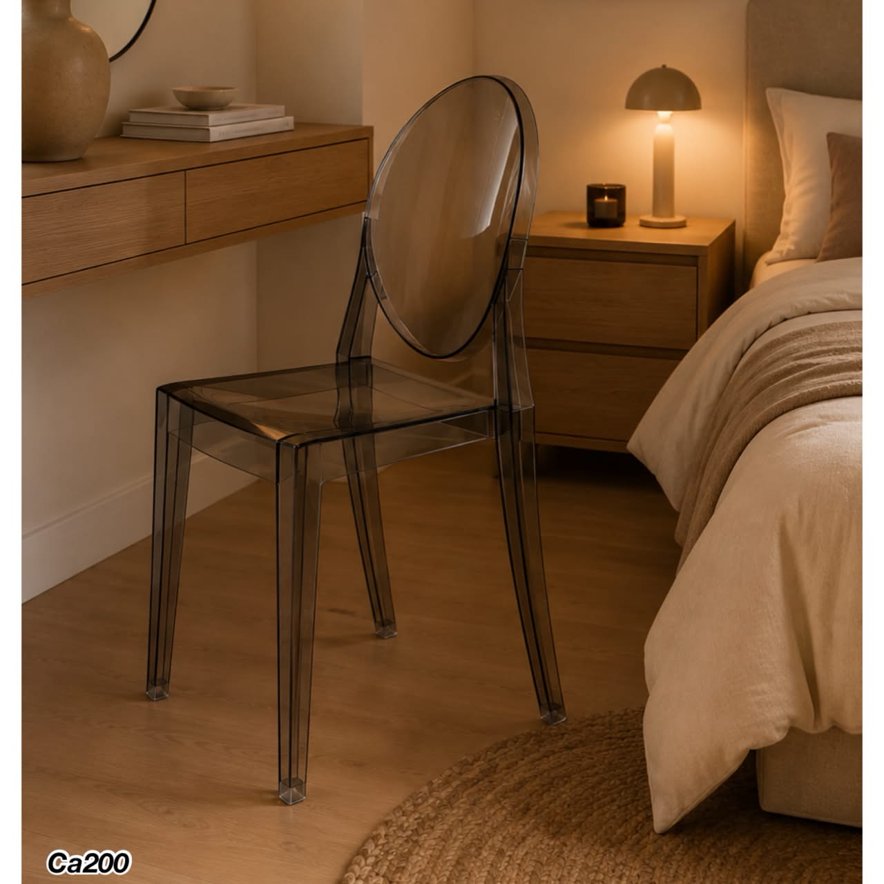 Silla gris transparente plastico policarbonado 41cm* 51.5cm* 89cm* 45cm