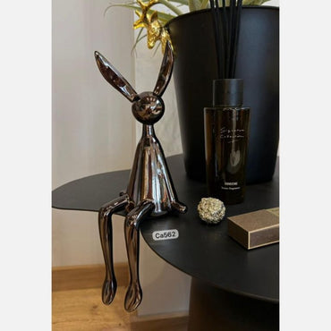 Articulo decorativo conejo plateado oscuro pequeño 9cm* 9cm* 28cm