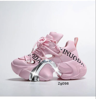 Tenis rosado detalle plateado suela 5cm X-21 C-2